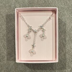 Silver Pearl Drop Cross Necklace & Earrings Set
